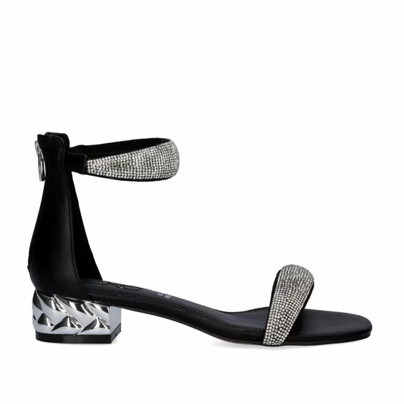 High Heeled Sandals>Exe Shoes Heel Sandal Exe Katy-507 Strass Black