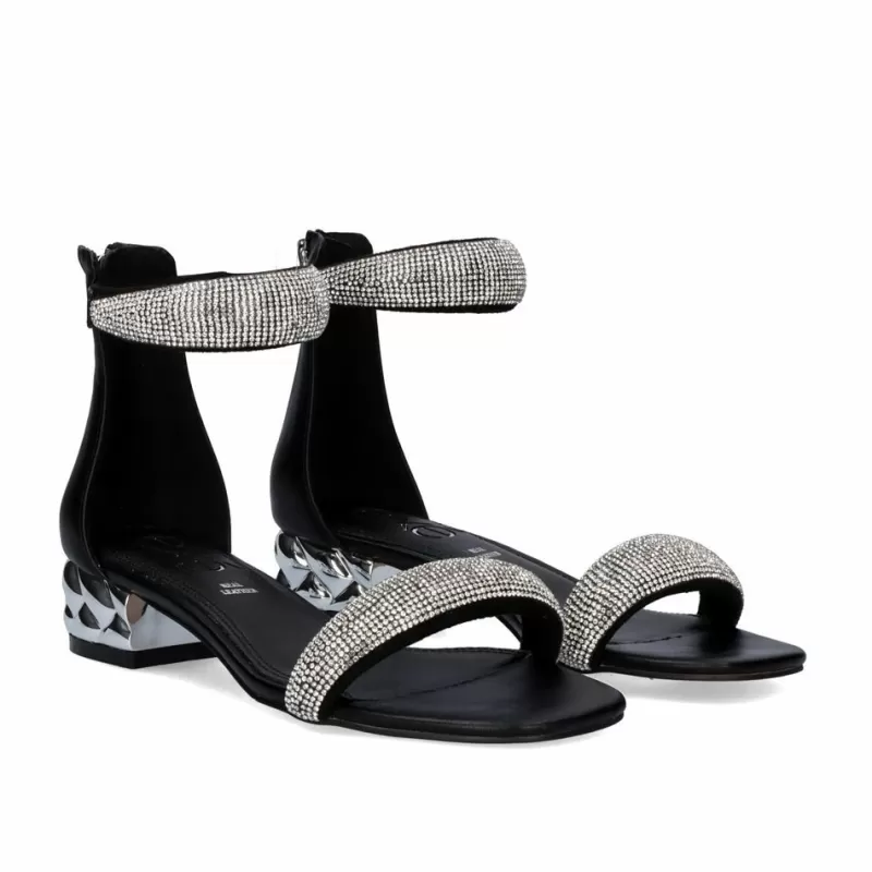 High Heeled Sandals>Exe Shoes Heel Sandal Exe Katy-507 Strass Black