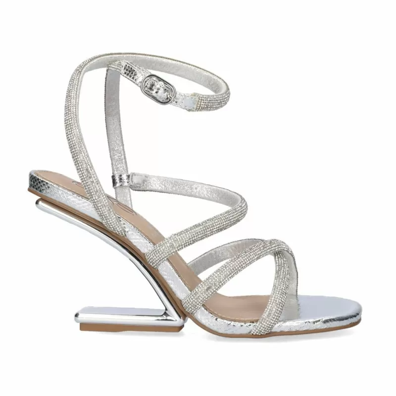 High Heeled Sandals>Exe Shoes Heel Sandal Exe Maggie-810 Silver