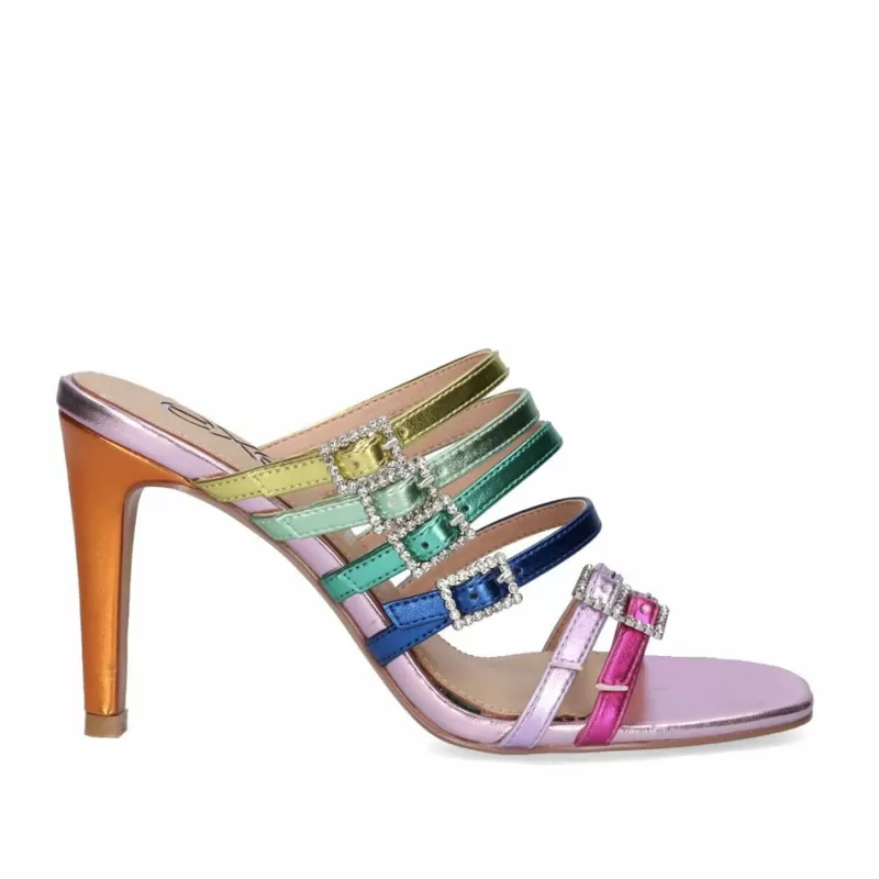 High Heeled Sandals>Exe Shoes Heel Sandal Exe Victoria-343 Metalic Multicolor