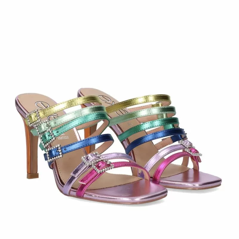 High Heeled Sandals>Exe Shoes Heel Sandal Exe Victoria-343 Metalic Multicolor