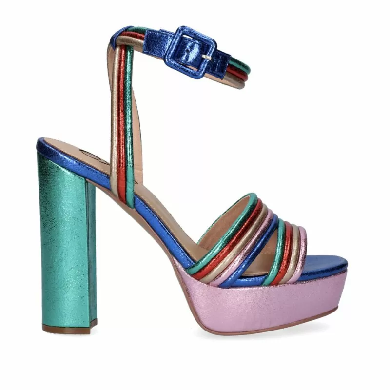 High Heeled Sandals>Exe Shoes Heel Sandal Summer-23 Ophelia-829 Metallic Green