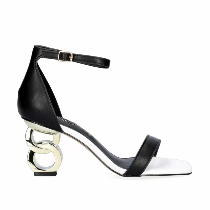 High Heeled Sandals>Exe Shoes Heeled Sandal Lilian-055 White-Black