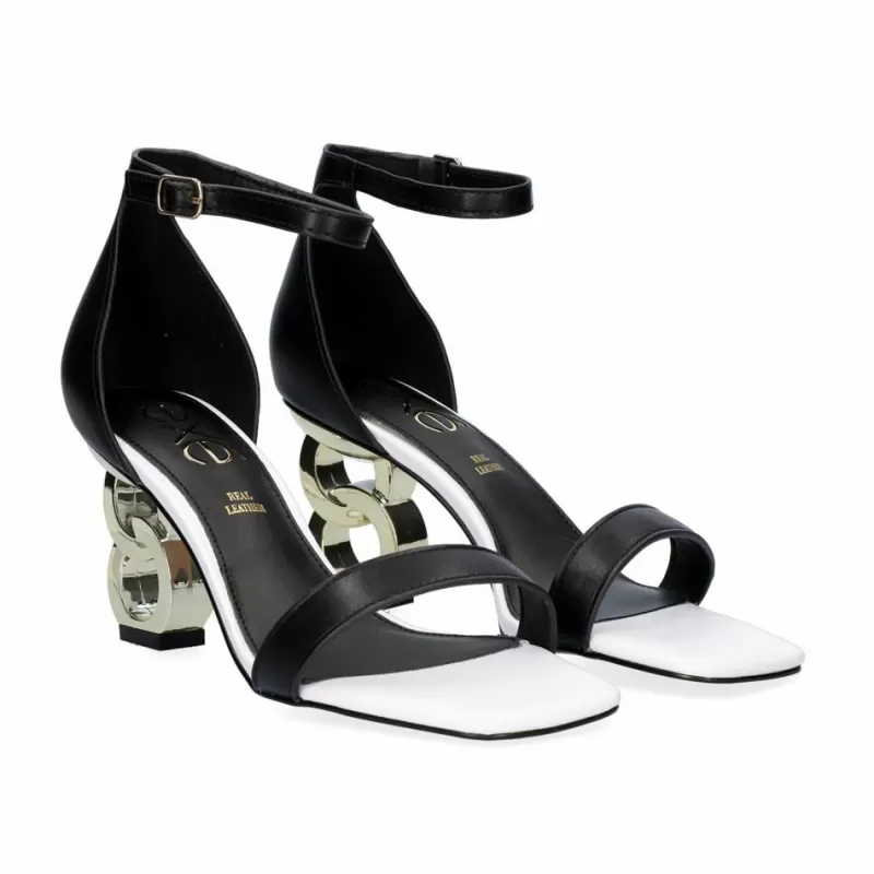 High Heeled Sandals>Exe Shoes Heeled Sandal Lilian-055 White-Black