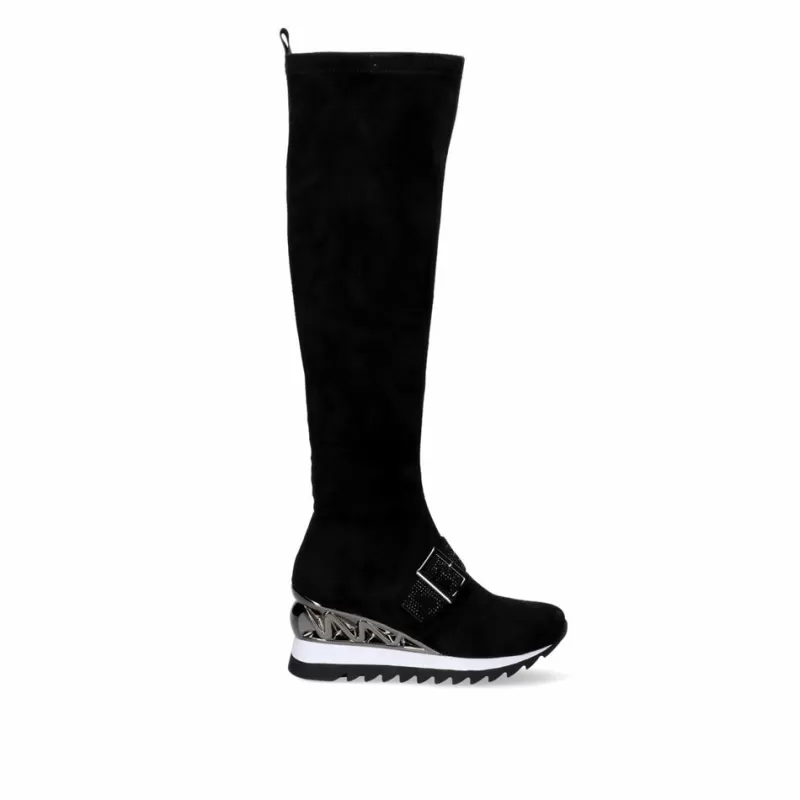 Boots>Exe Shoes High Boot With Asymmetrical Wedge Y2327-H501 In Black