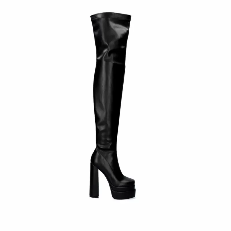 Boots>Exe Shoes High Boot With Heel And Double Platform T3826-M2737 In Black