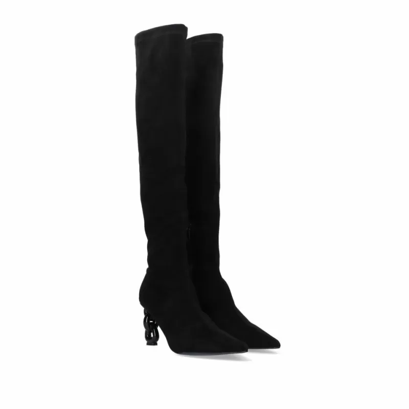 Boots>Exe Shoes High Heel Boot Samantha-442 Microfiber Black