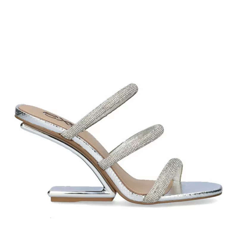 Sandals>Exe Shoes High Heel Sandal Maggie-822 Strass Silver