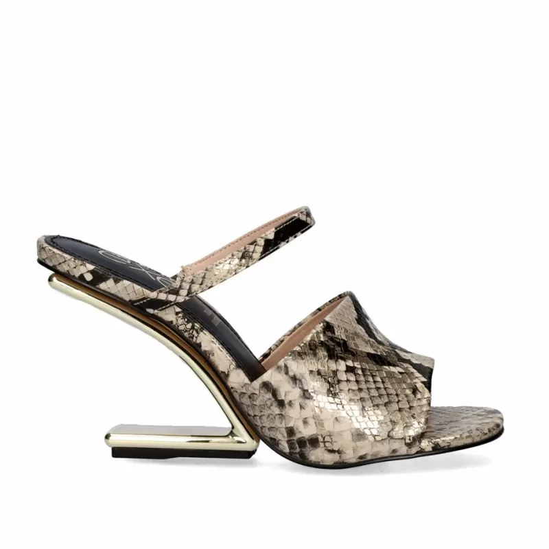 High Heeled Sandals>Exe Shoes High Heel Sandal Maggie-865 Snake Beige