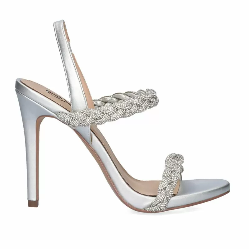 High Heeled Sandals>Exe Shoes High Heel Sandal Silvia-640 Silver