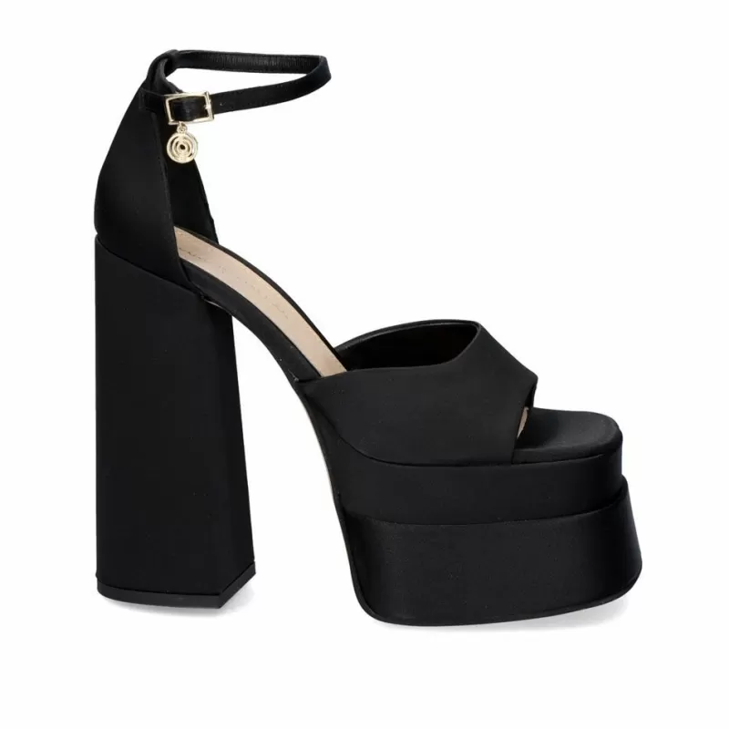 High Heeled Sandals>Exe Shoes High Heel Sandals In Satin Medusa-815 Black