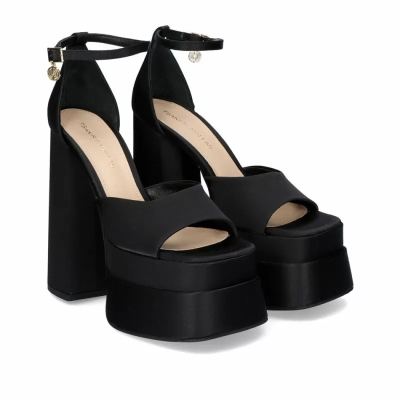 High Heeled Sandals>Exe Shoes High Heel Sandals In Satin Medusa-815 Black