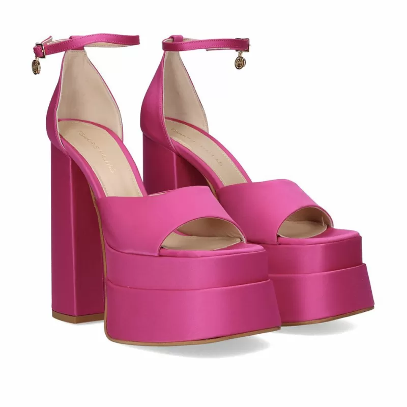 Sandals>Exe Shoes High Heel Sandals In Satin Medusa-815 Fuxia