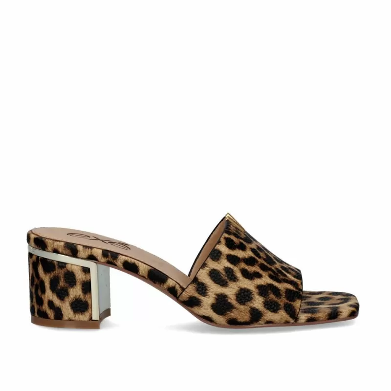 High Heeled Sandals>Exe Shoes Isabel-572 Leopard Low Heel Sandals