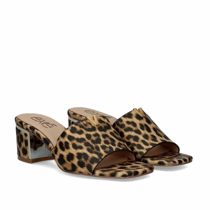 High Heeled Sandals>Exe Shoes Isabel-572 Leopard Low Heel Sandals