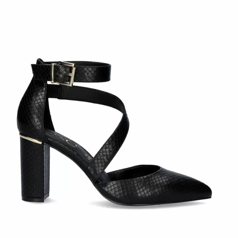 Court Shoes>Exe Shoes Leslie-710 Square Heel Shoe In Black Snake