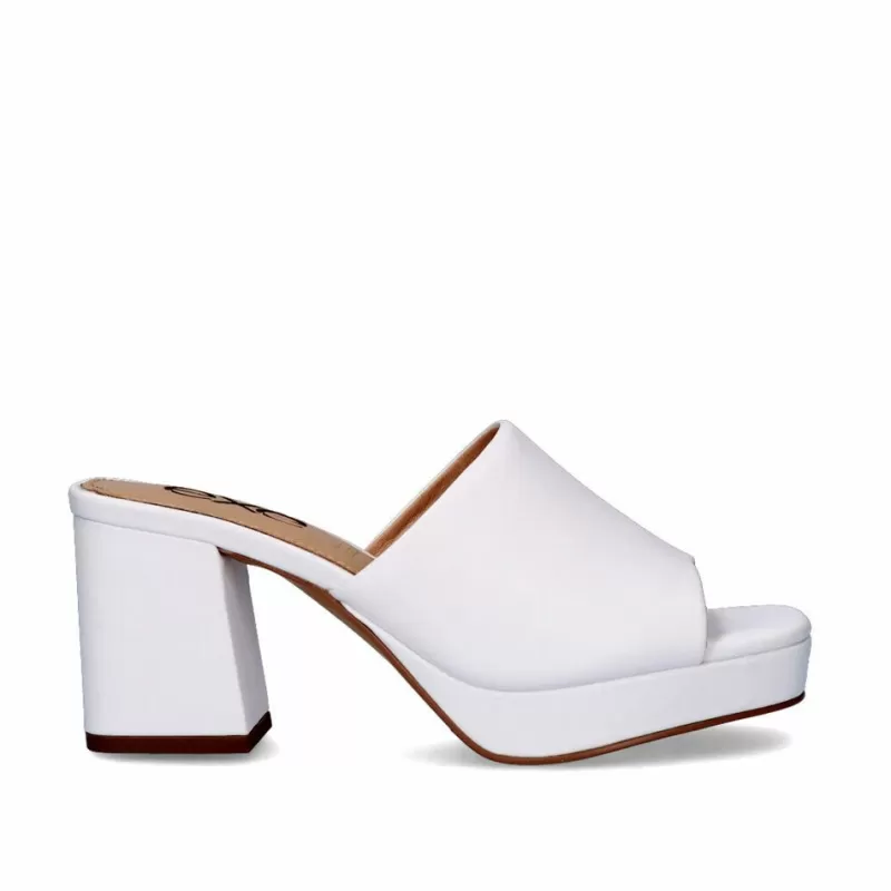 High Heeled Sandals>Exe Shoes Lina-502 White Clog-Type Sandals With High Heels