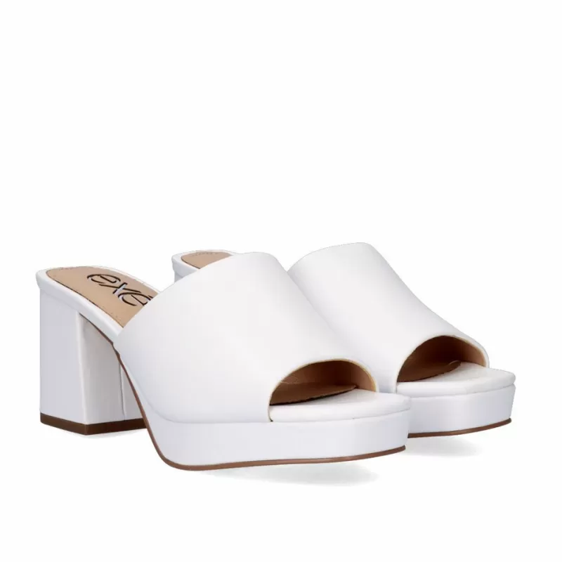 High Heeled Sandals>Exe Shoes Lina-502 White Clog-Type Sandals With High Heels