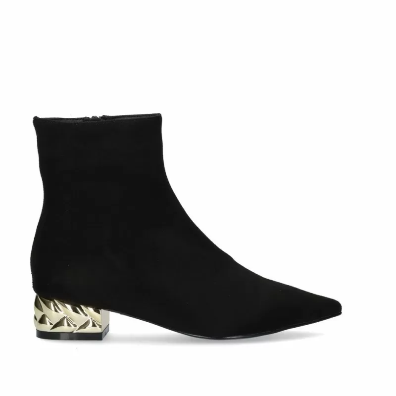 Ankle Boots>Exe Shoes Low Heel Ankle Boots Latin Microfiber-221 Black