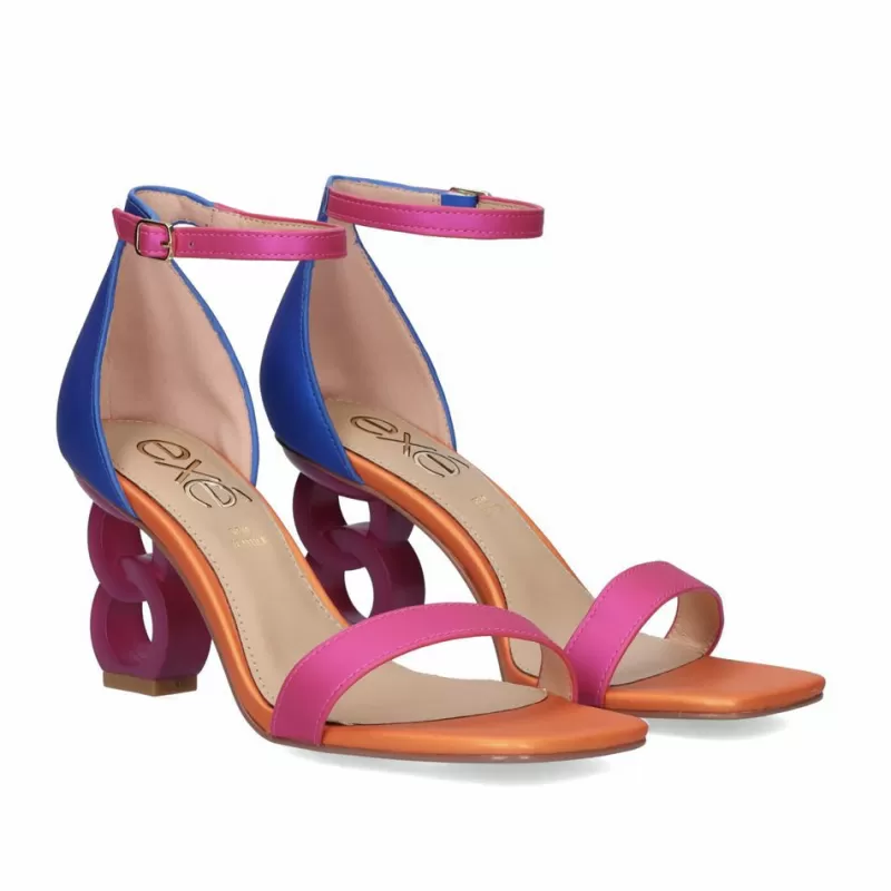 High Heeled Sandals>Exe Shoes Low Heel Sandal 23V Lilian-055 Blue