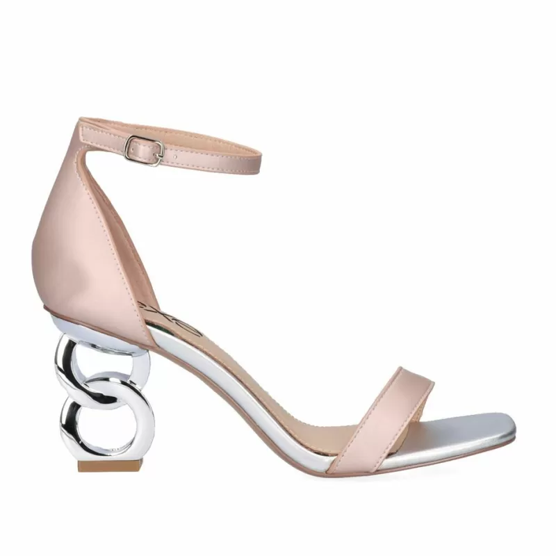 High Heeled Sandals>Exe Shoes Low Heel Sandal 23V Lilian-055 Silver