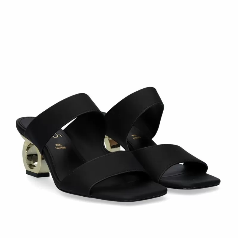 High Heeled Sandals>Exe Shoes Low Heel Sandal Brenda-105 Black