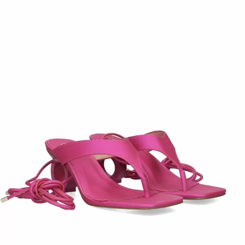 High Heeled Sandals>Exe Shoes Low Heel Sandal Brenda-314 Fuxia