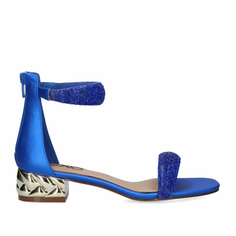 High Heeled Sandals>Exe Shoes Low Heel Sandal Katy-507 Strass Blue