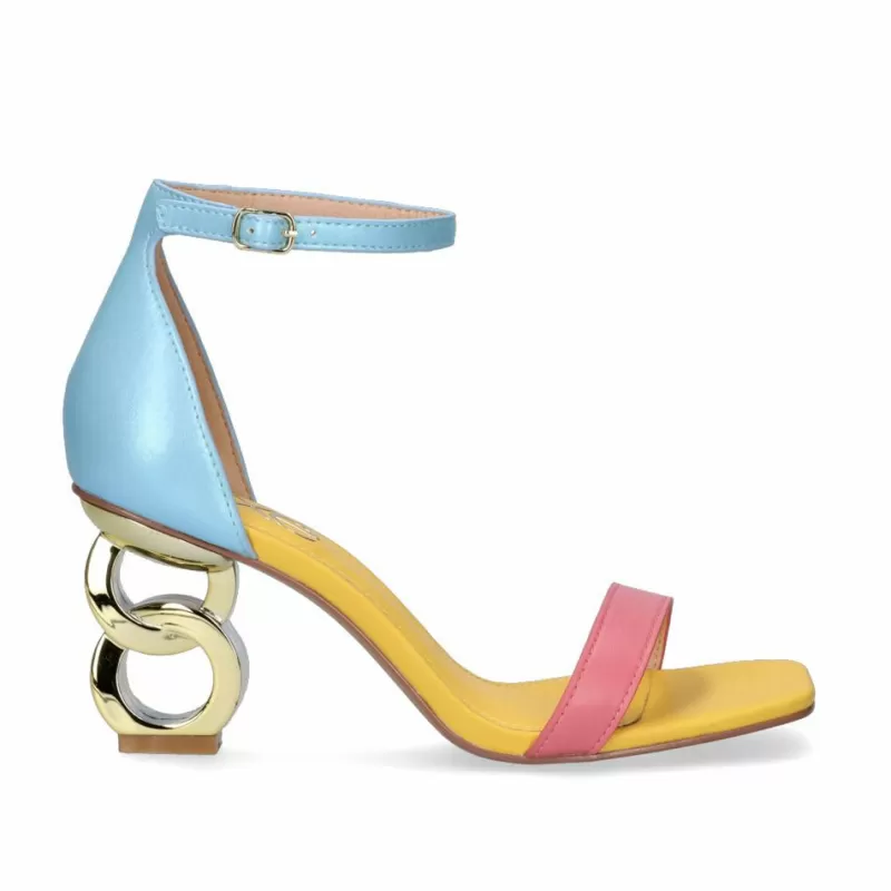 High Heeled Sandals>Exe Shoes Low Heel Sandal Lilian-055 Aqua