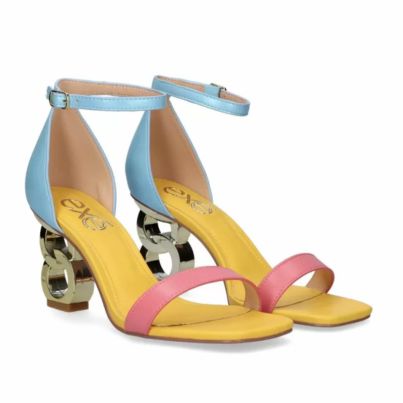 High Heeled Sandals>Exe Shoes Low Heel Sandal Lilian-055 Aqua