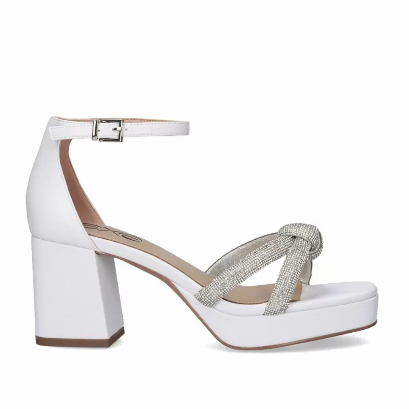 High Heeled Sandals>Exe Shoes Low Heel Sandal Lina-210 White