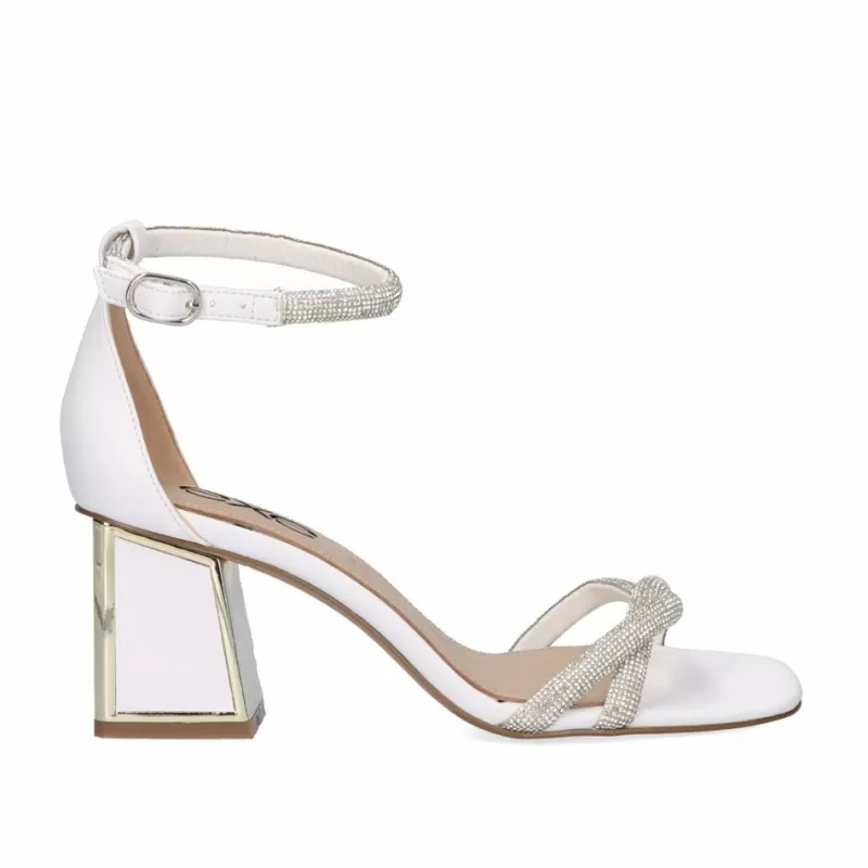 High Heeled Sandals>Exe Shoes Low Heel Sandal Mina-160 White