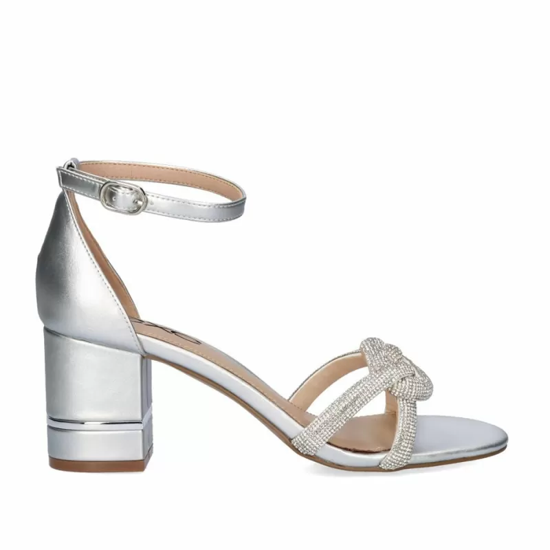 High Heeled Sandals>Exe Shoes Low Heel Sandal Penny-247 Silver