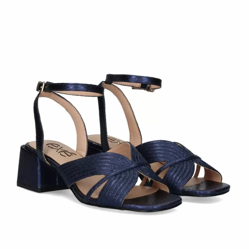 High Heeled Sandals>Exe Shoes Low Heel Sandal Sidney-621 Snake Blue