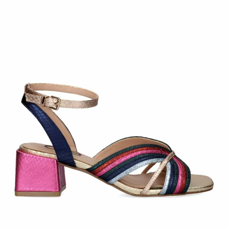 Sandals>Exe Shoes Low Heel Sandal Sidney-621 Snake Multicolor