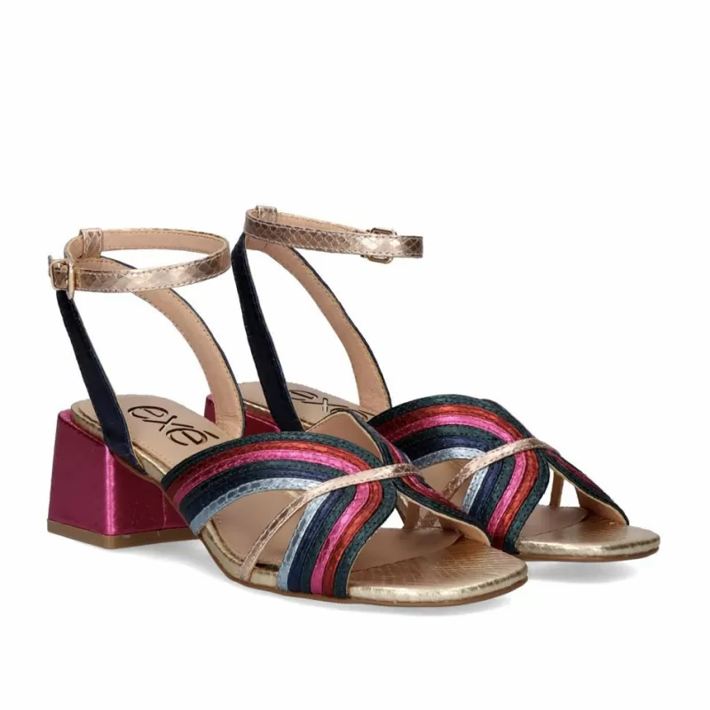 Sandals>Exe Shoes Low Heel Sandal Sidney-621 Snake Multicolor