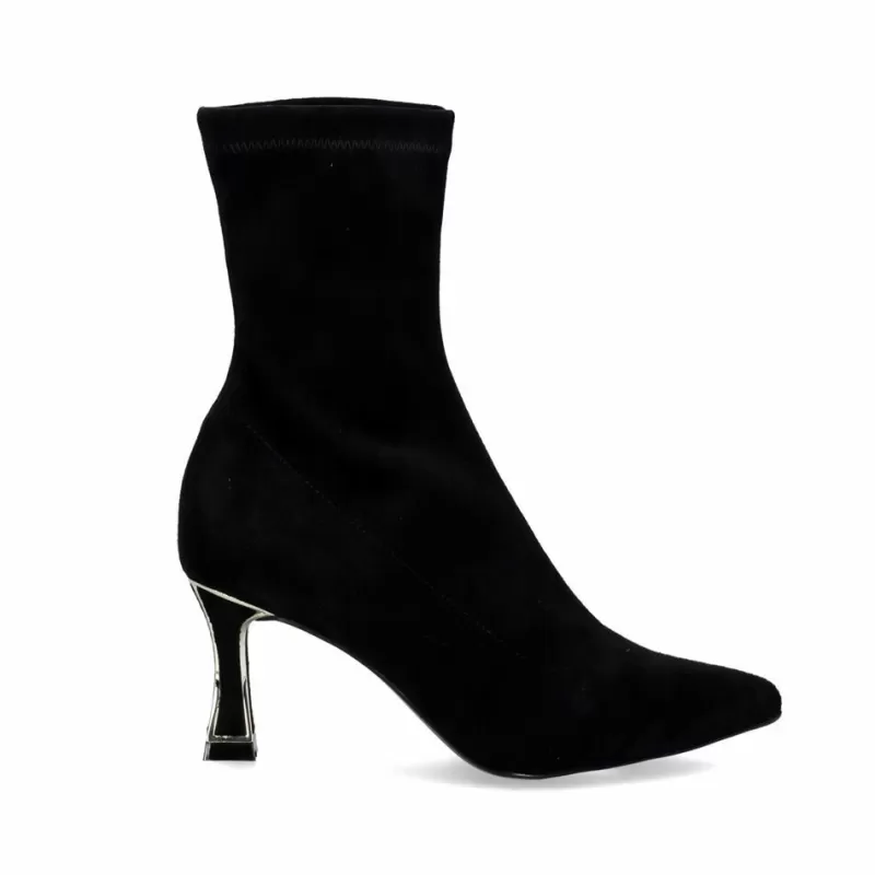 Ankle Boots>Exe Shoes Microfiber Ankle Boot With Slim Heel Erica-503 Black