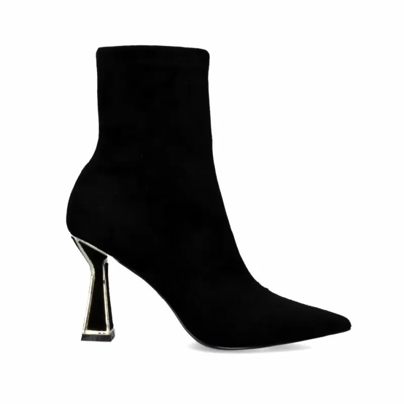 Ankle Boots>Exe Shoes Microfiber Black Ankle Boot With Fine Belinda-500 Black Heel