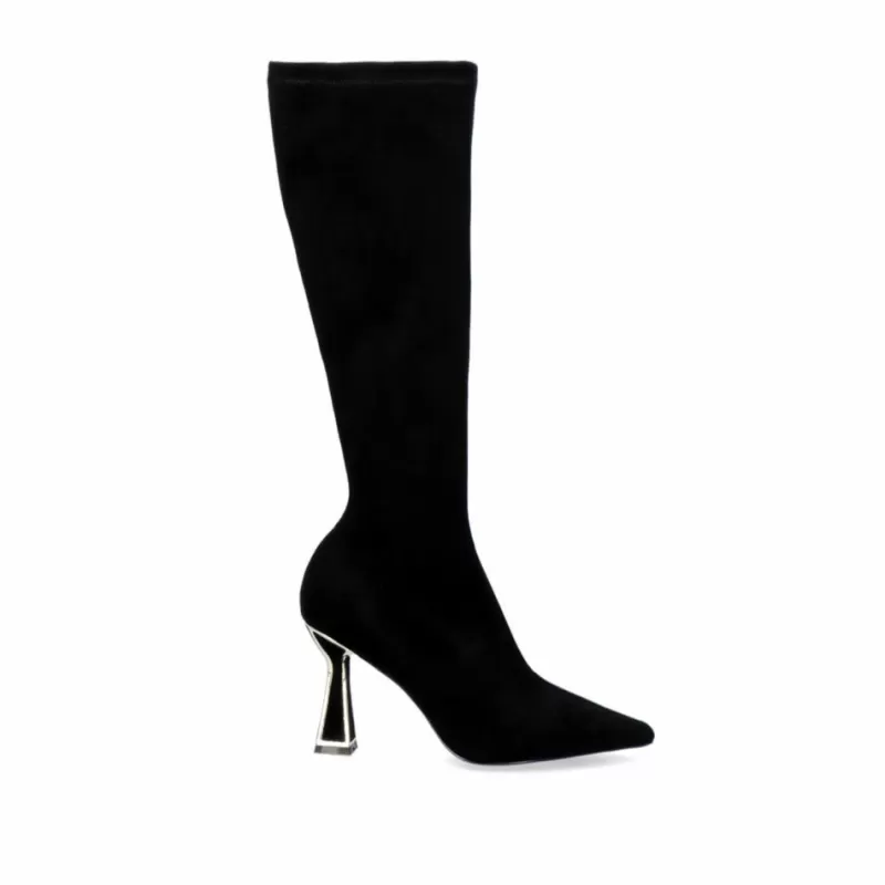 Boots>Exe Shoes Microfiber High Boot With Black Belinda-510 Heel