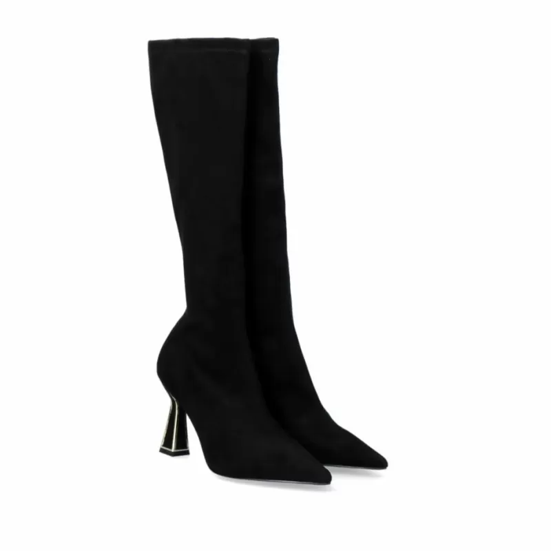 Boots>Exe Shoes Microfiber High Boot With Black Belinda-510 Heel