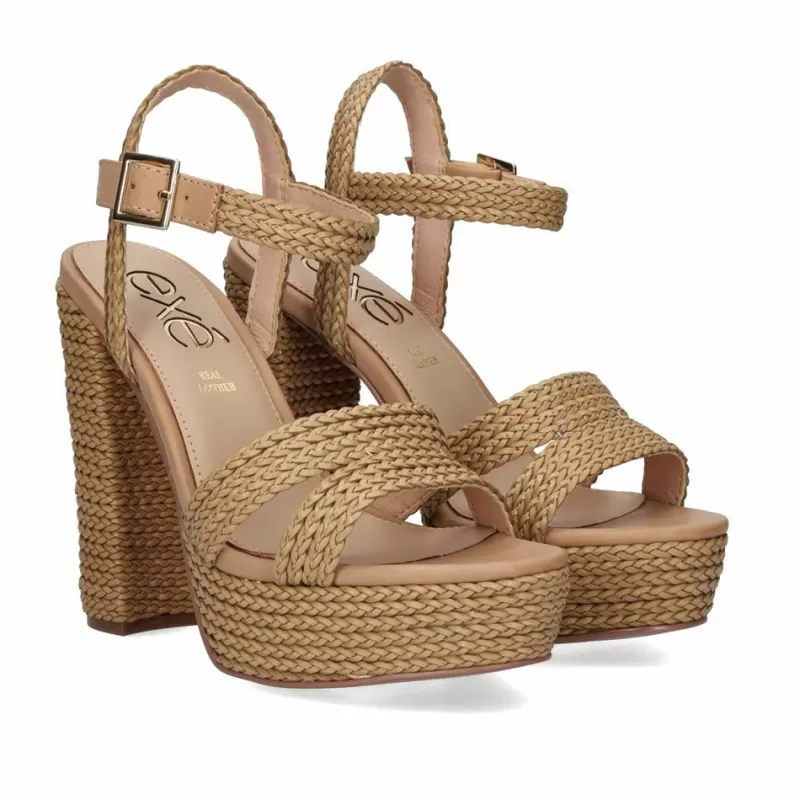 High Heeled Sandals>Exe Shoes New Heel Sandal Ophelia-331 Camel