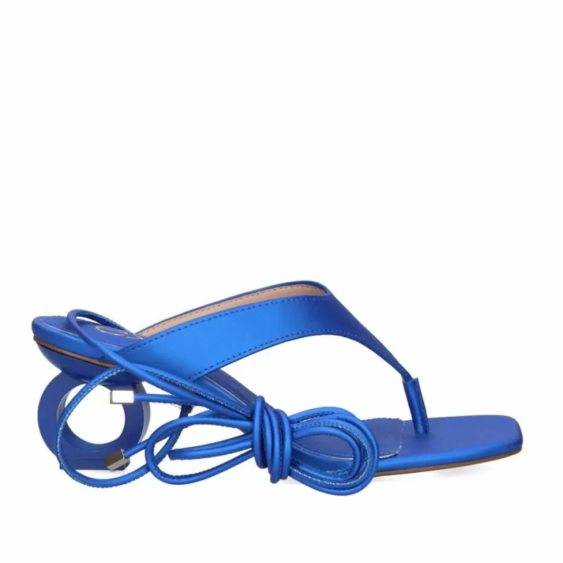 High Heeled Sandals>Exe Shoes New Low Heel Sandal Brenda-314 Blue