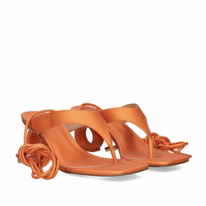 High Heeled Sandals>Exe Shoes New Low Heel Sandal Brenda-314 Orange