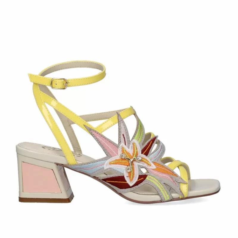 High Heeled Sandals>Exe Shoes New Low Heel Sandal Luisa-400 Yellow