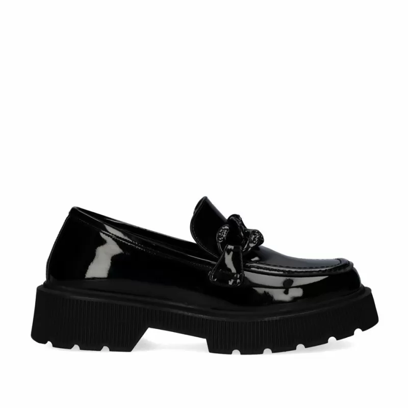 Flat Shoes>Exe Shoes Patent Leather Moccasin Pb6265-T7 In Black