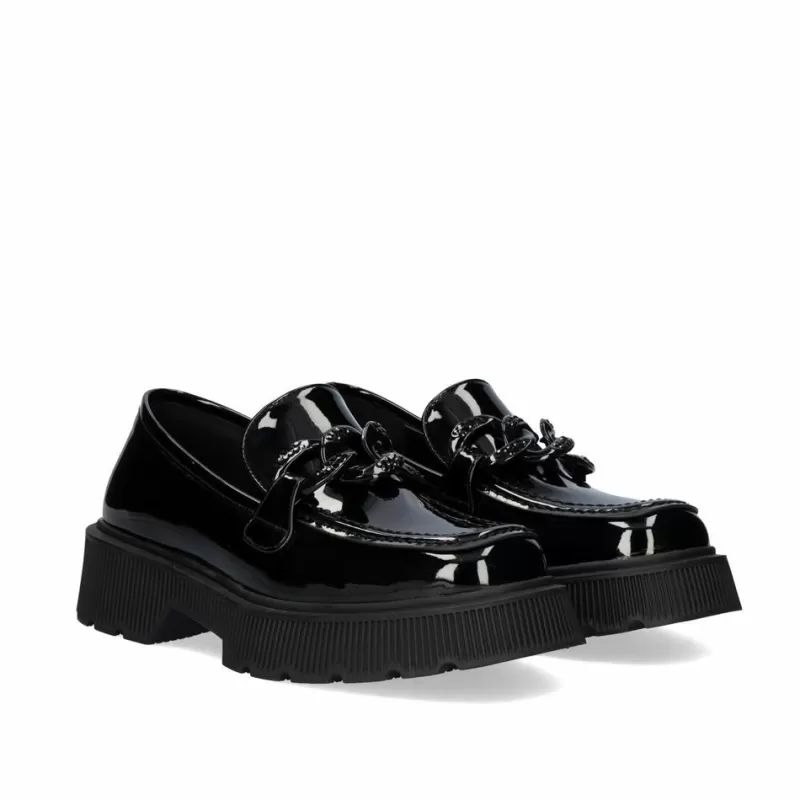 Flat Shoes>Exe Shoes Patent Leather Moccasin Pb6265-T7 In Black