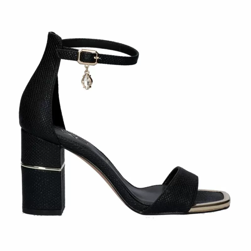 High Heeled Sandals>Exe Shoes Rakel-842 Snake Black Heel Sandals