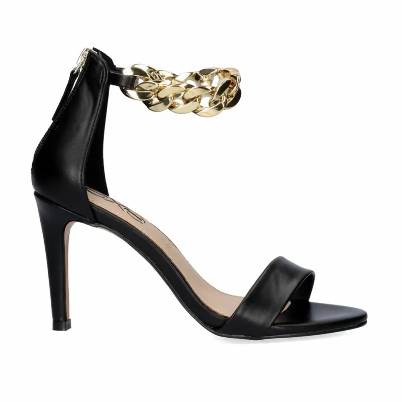 High Heeled Sandals>Exe Shoes Rebeca-466 Black Heel Sandals