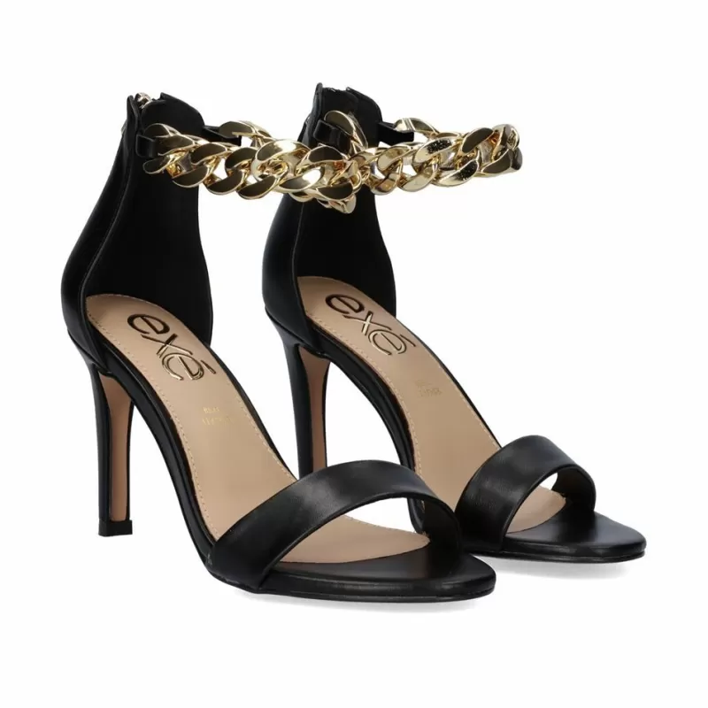 High Heeled Sandals>Exe Shoes Rebeca-466 Black Heel Sandals