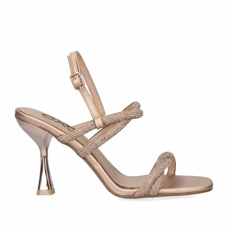 High Heeled Sandals>Exe Shoes Sandal Heel Alberta-935 Exe Strass Pink Gold